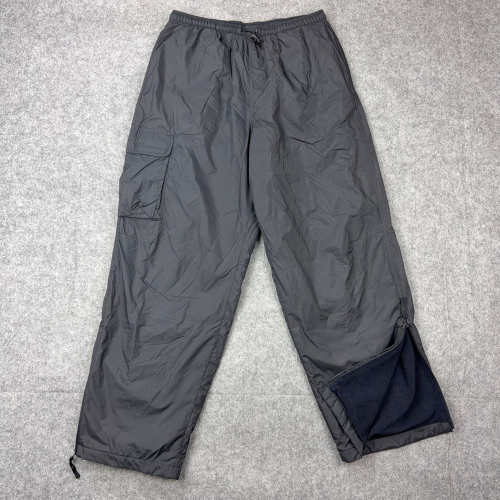 VTG Polo Sport Pants Mens Large Black Fleece Lined Cargo Track Windbreaker 90s